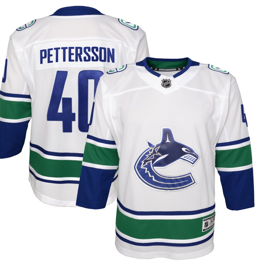 Youth Vancouver Canucks Elias Pettersson White 2019/20 Away Premier Player Jersey - ujerseystore