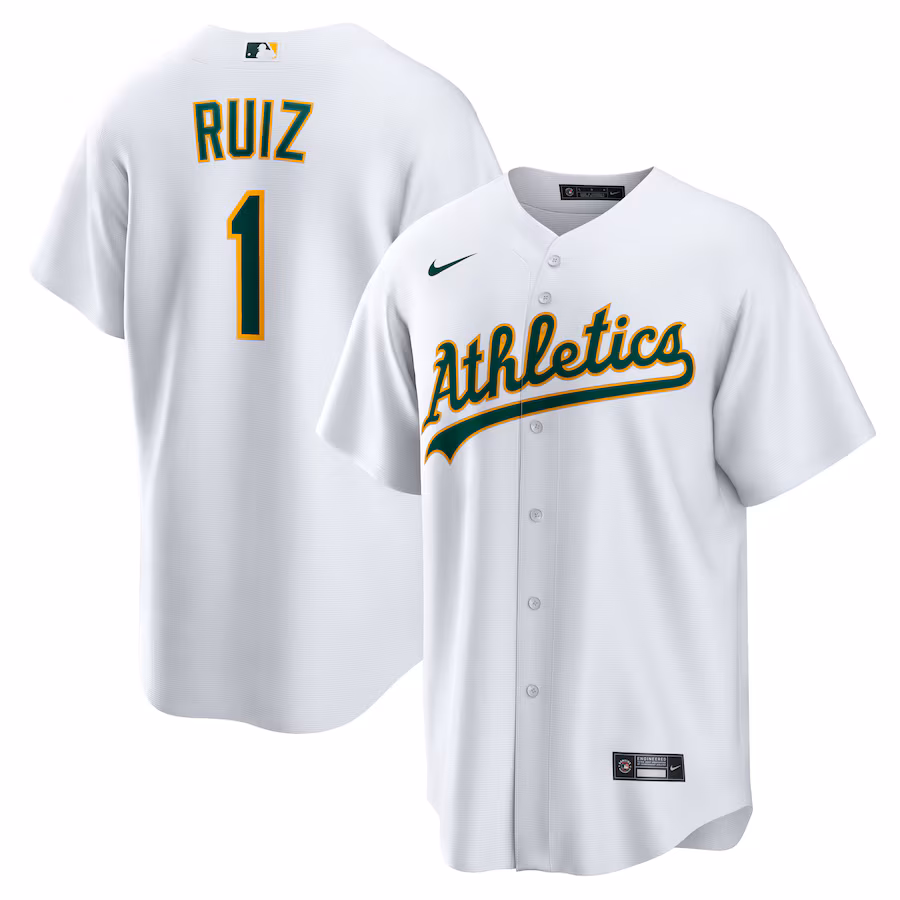 Men's Athletics Esteury Ruiz Nike White Home Replica Jersey - ujerseystore