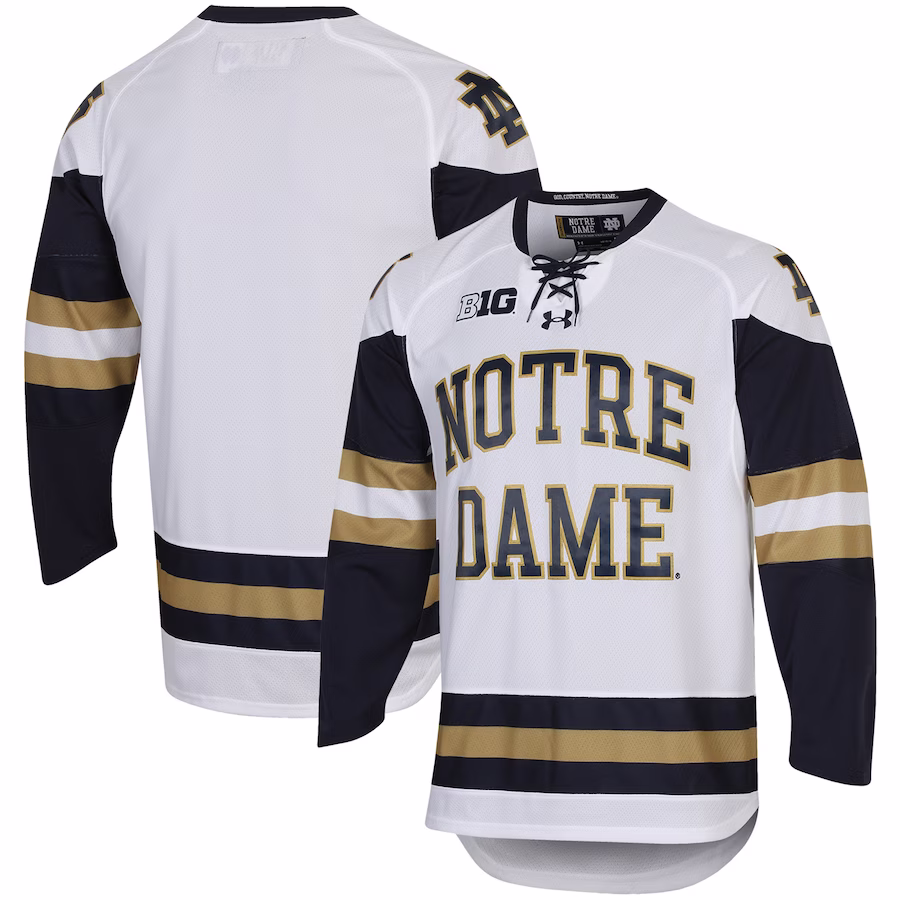 Notre Dame Fighting Irish Under Armour UA Replica Hockey Jersey - White - ujerseystore