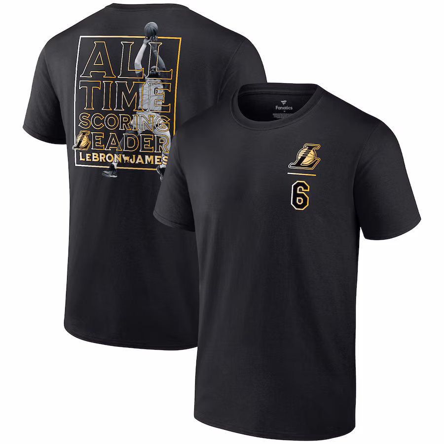 Men's Los Angeles Lakers LeBron James Black - NBA All-Time Scoring Record T-Shirt - ujerseystore