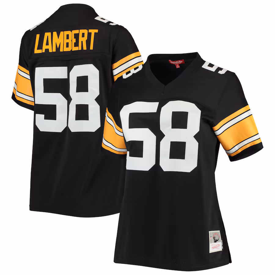 Women's Pittsburgh Steelers Jack Lambert Mitchell & Ness Black Legacy Replica Player Jersey - ujerseystore