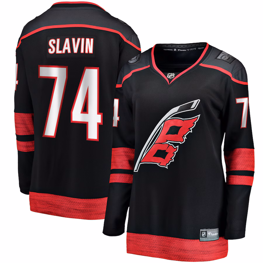 Women's Carolina Hurricanes Jaccob Slavin Fanatics Black Home Breakaway Player Jersey - ujerseystore