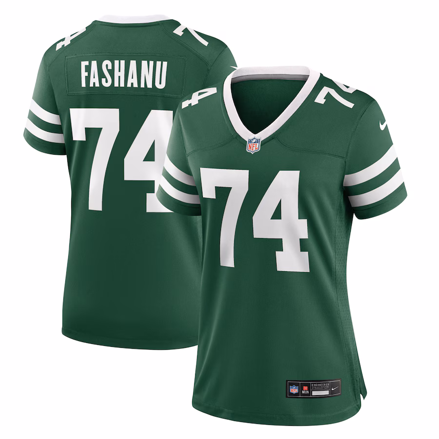 Women's New York Jets Olu Fashanu Nike Legacy Green Team Game Jersey - ujerseystore