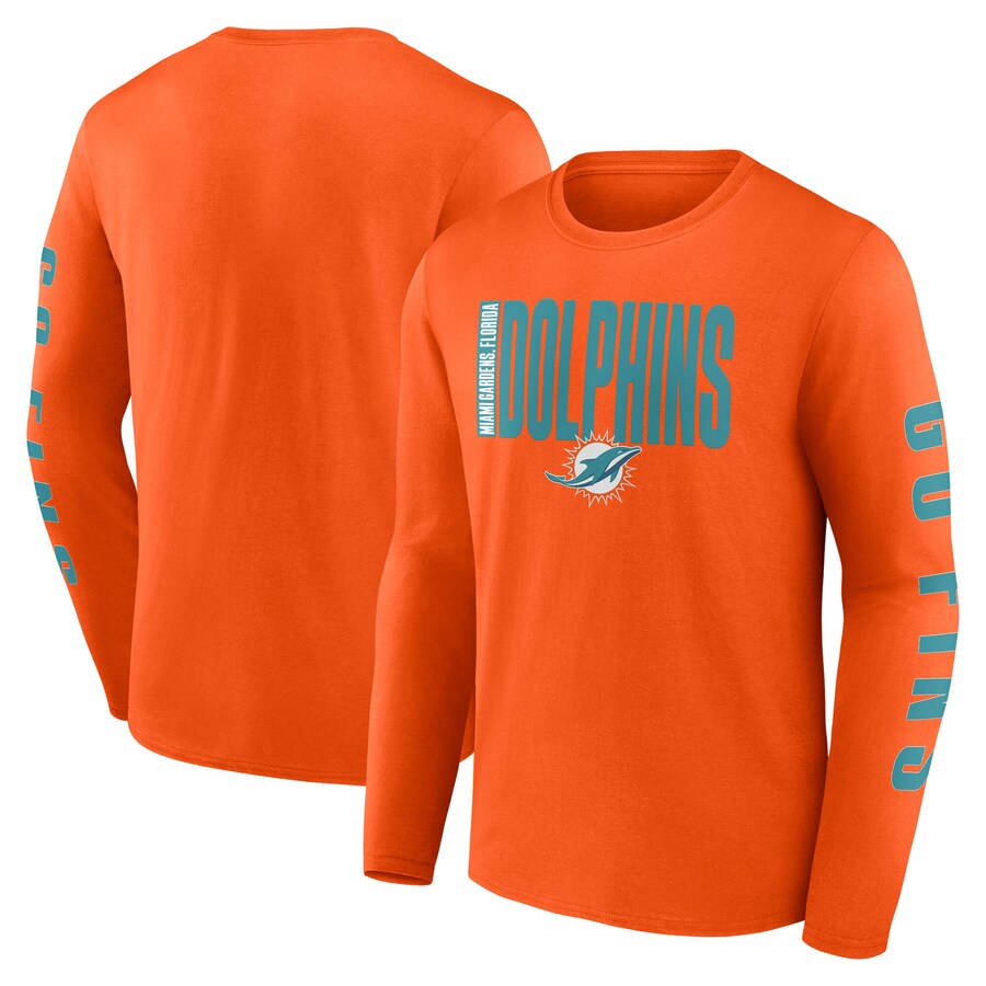 Men's Miami Dolphins  Fanatics Orange Big & Tall Vision Long Sleeve T-Shirt - ujerseystore