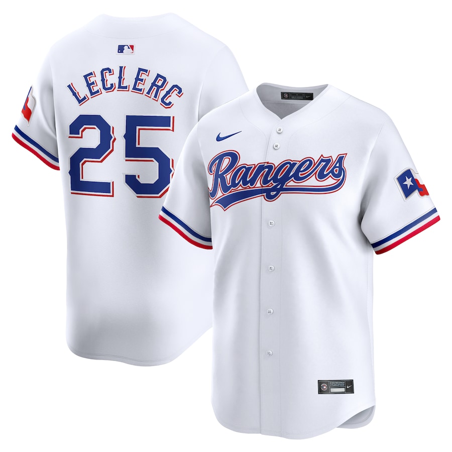 Men's Texas Rangers Jose Leclerc Nike White Home Limited Player Jersey - ujerseystore