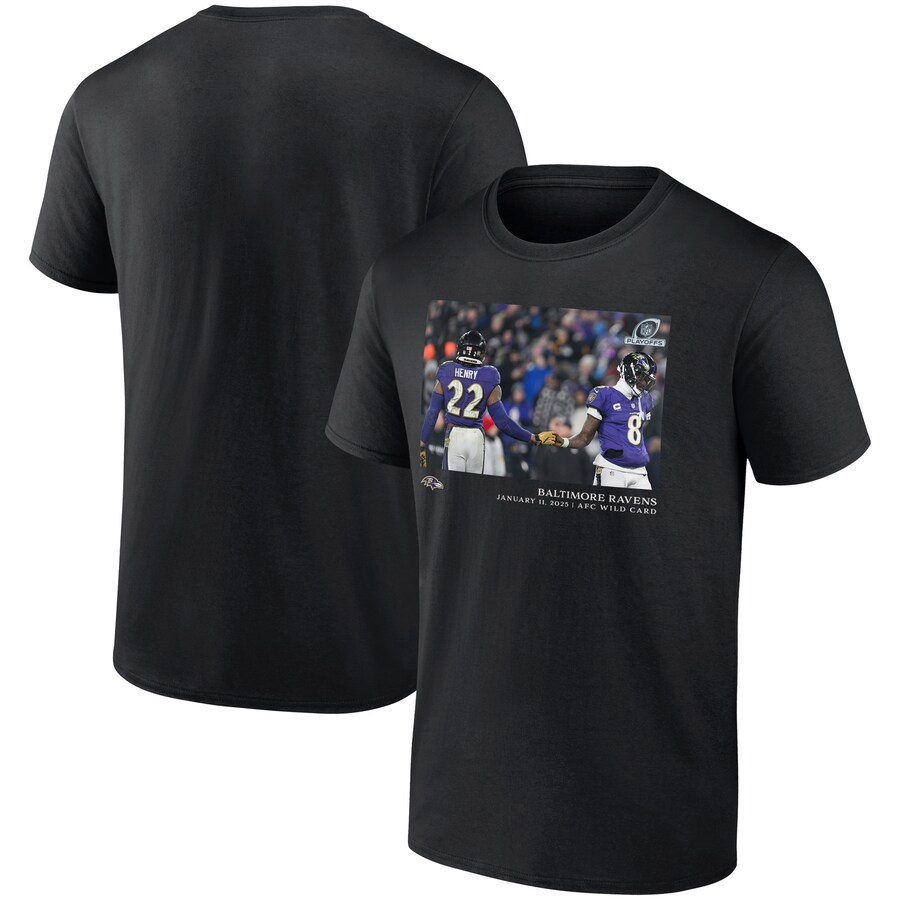 Men's Baltimore Ravens Derrick Henry Black  NFL Flash Features Wild Card T-Shirt - ujerseystore