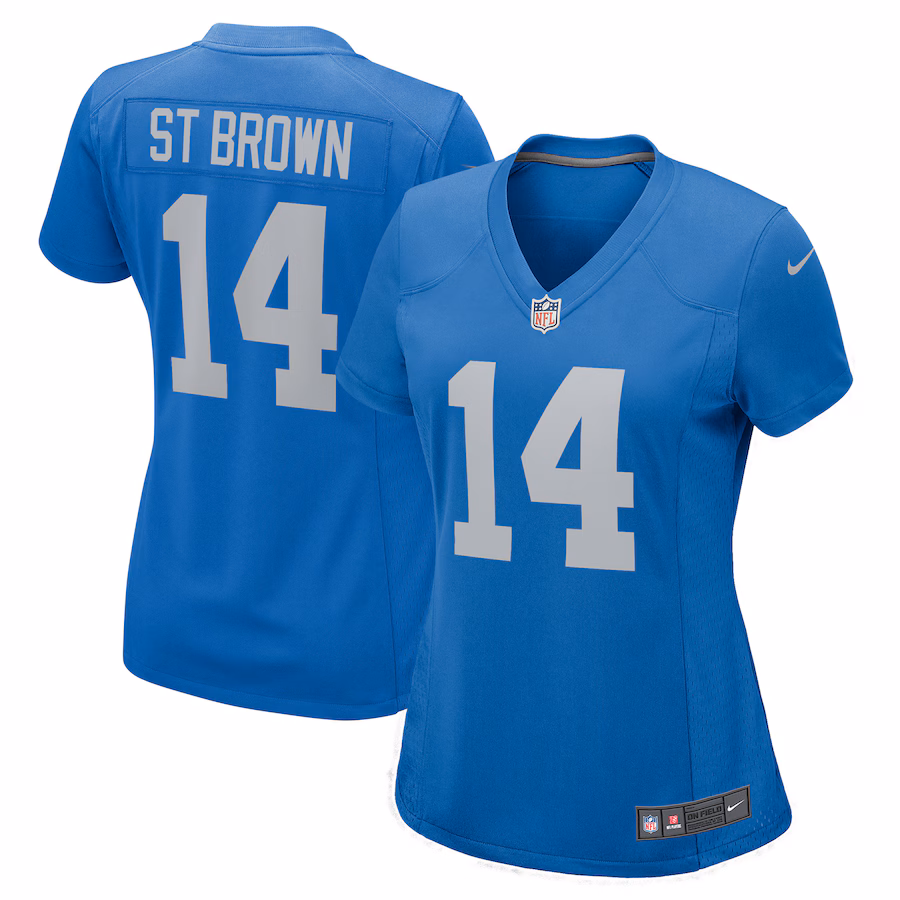 Women's Detroit Lions Amon-Ra St. Brown Nike Blue Player Game Jersey - ujerseystore