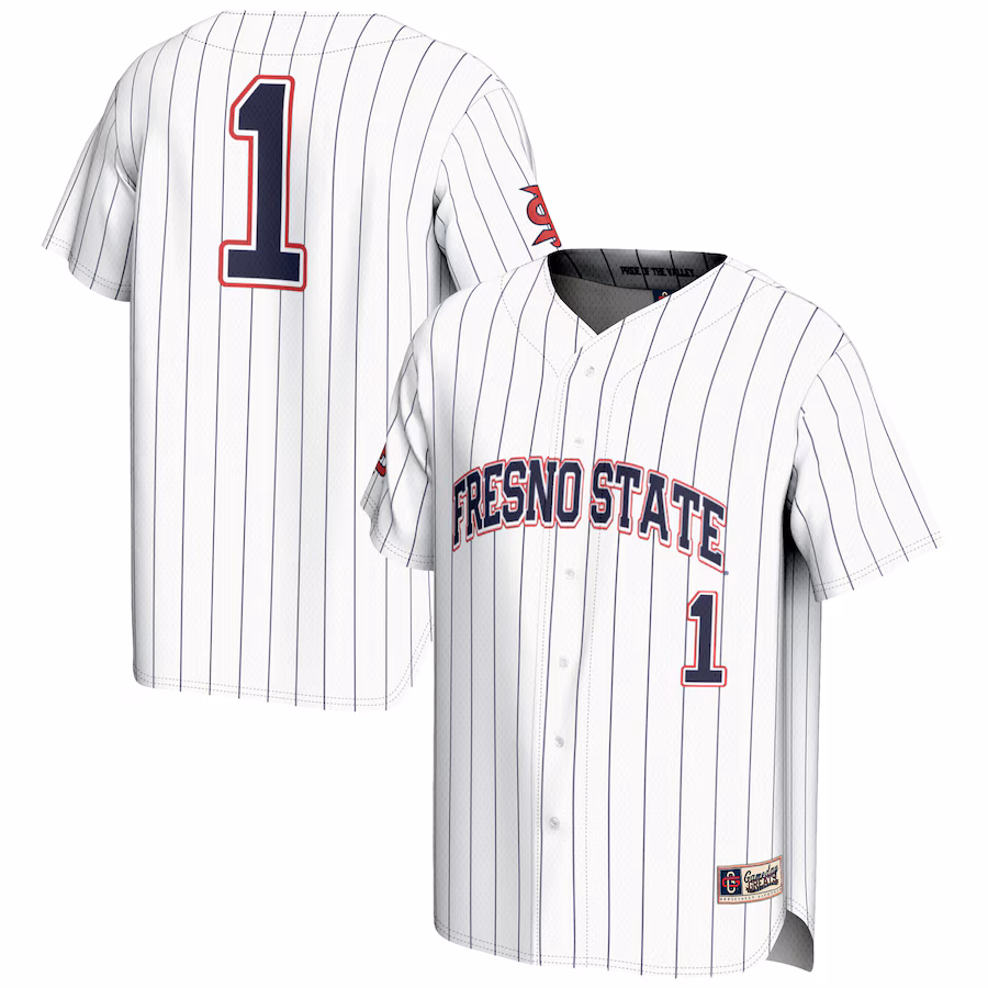 Men's GameDay Greats #1 White Fresno State Bulldogs Lightweight Baseball Jersey - ujerseystore