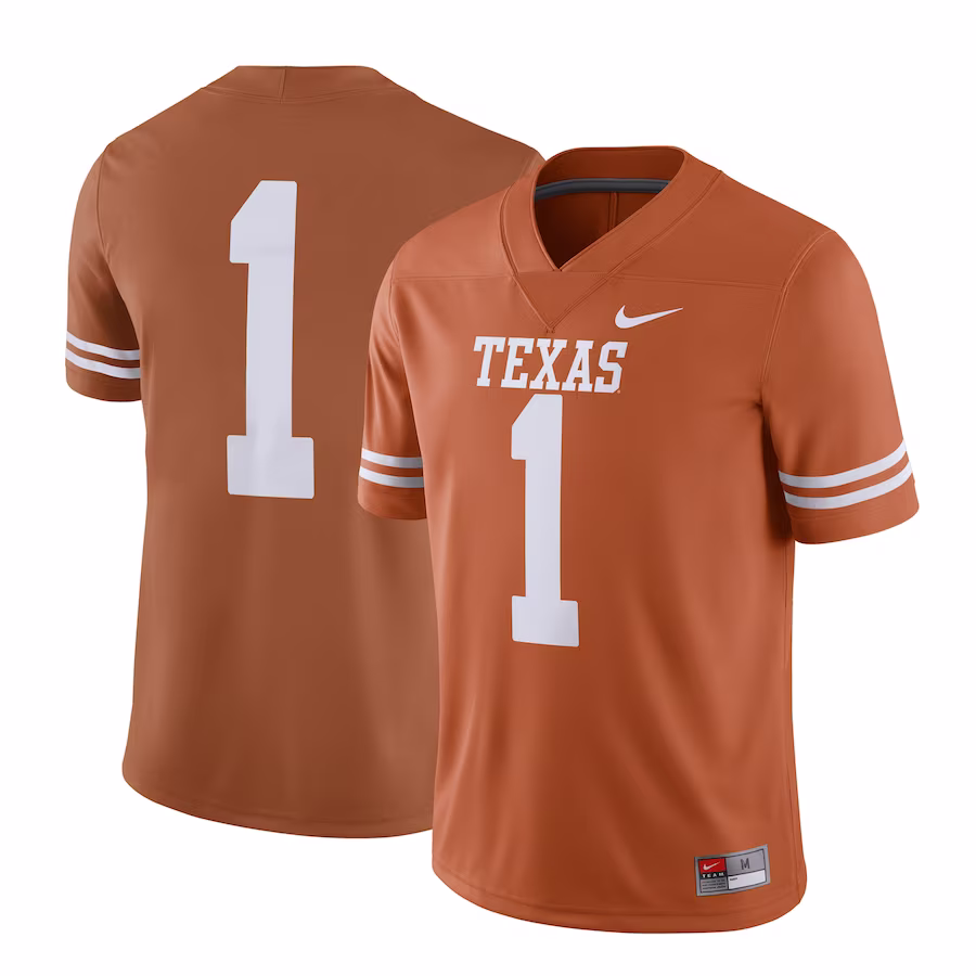 Texas Longhorns Nike #1 Home Game Jersey - Texas Orange - ujerseystore