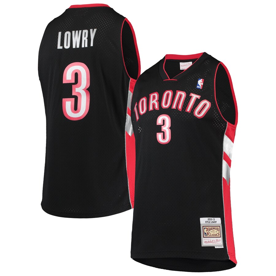 Men's Toronto Raptors Kyle Lowry Mitchell & Ness Black 2001/02 Hardwood Classics Swingman Jersey - ujerseystore