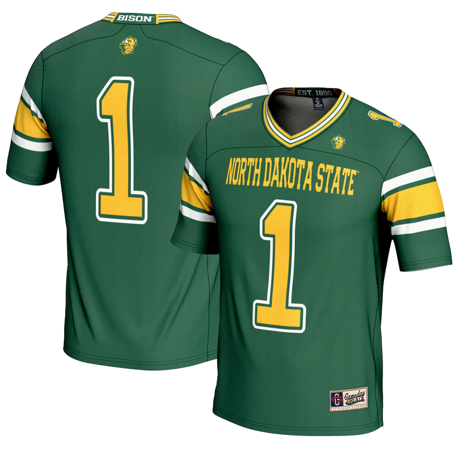 Youth GameDay Greats #1 Green NDSU Bison Endzone Football Jersey - ujerseystore