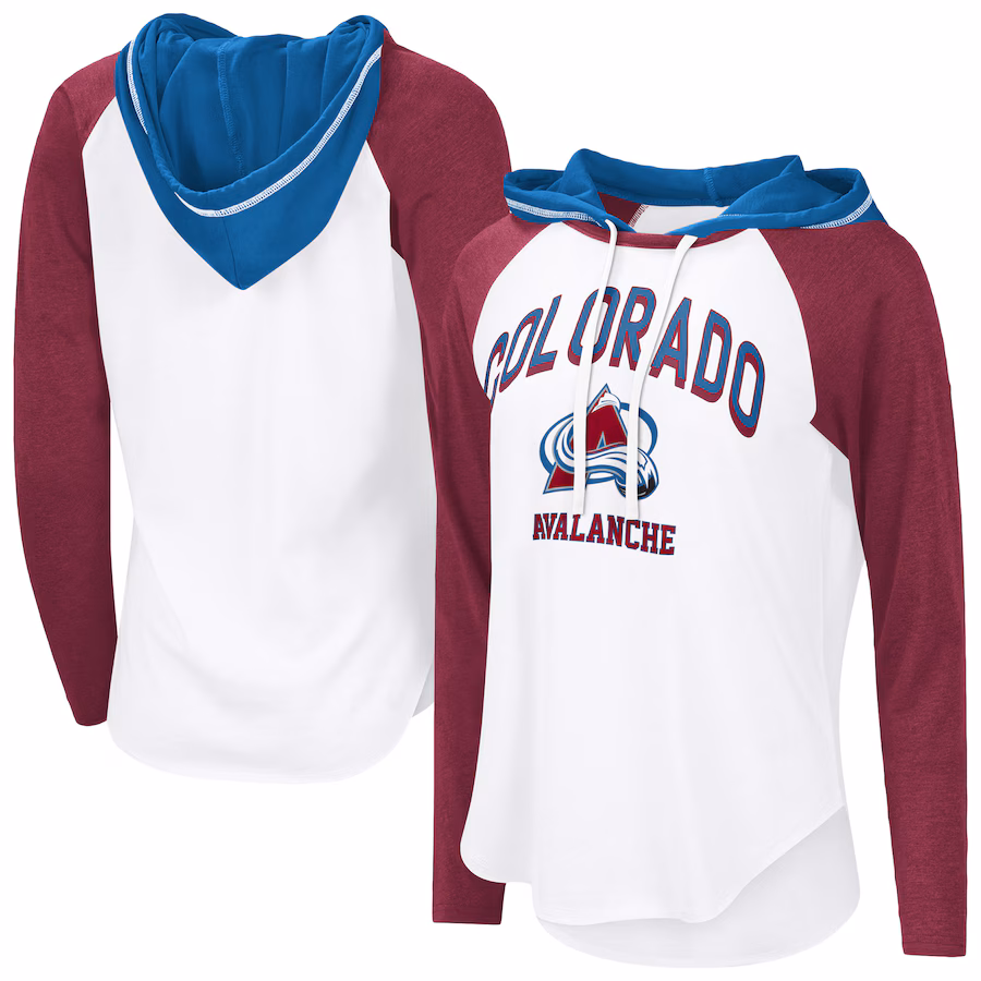 Women's Colorado Avalanche G-III 4Her by Carl Banks White VIP Raglan Long Sleeve Hoodie T-Shirt - ujerseystore