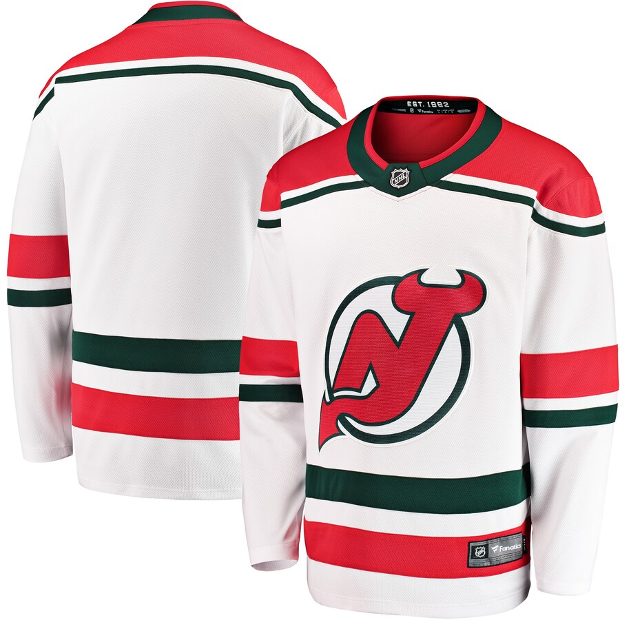 Men's New Jersey Devils Fanatics Branded White 2022/23 Heritage Premier Breakaway Jersey - ujerseystore