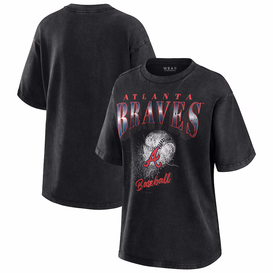 Women's Atlanta Braves WEAR by Erin Andrews Charcoal Boyfriend T-Shirt - ujerseystore
