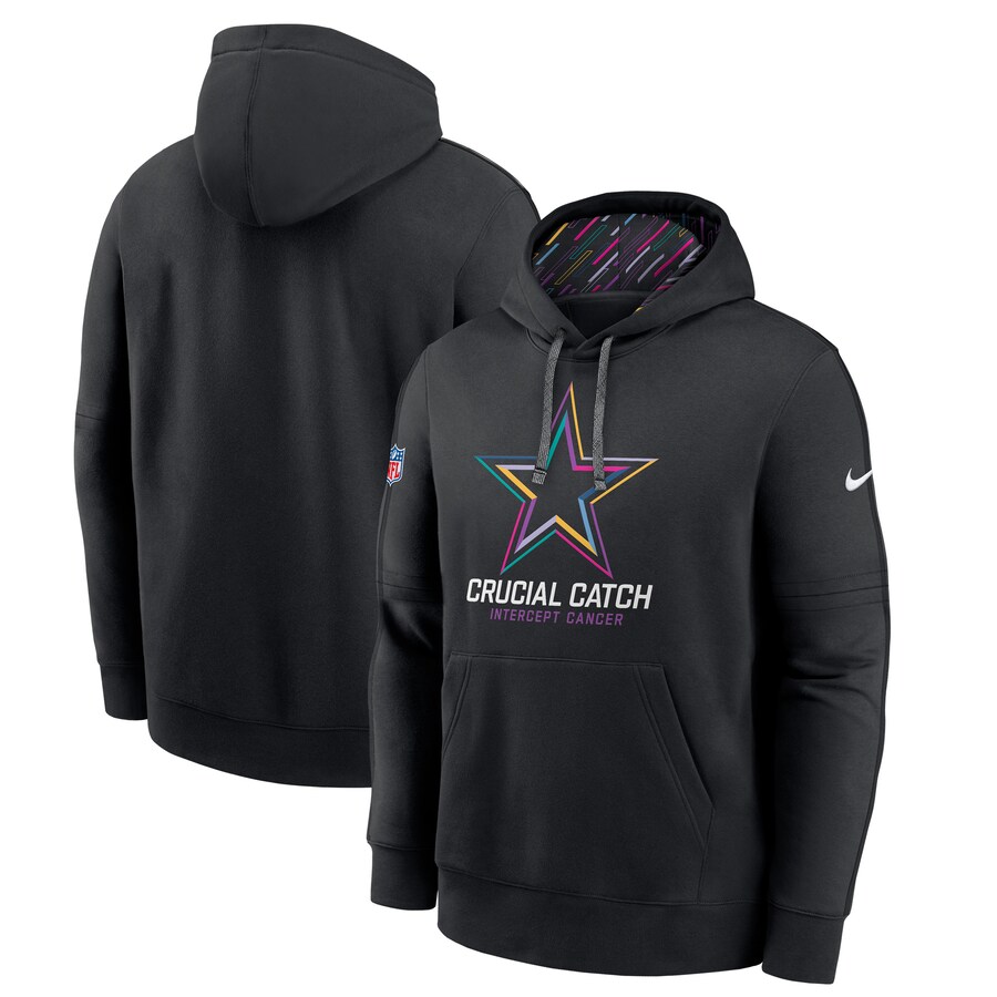 Men's Dallas Cowboys Nike Black 2024 NFL Crucial Catch Club Pullover Hoodie - ujerseystore