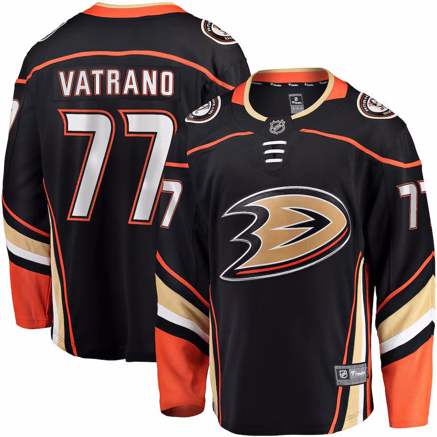 Men's Anaheim Ducks Frank Vatrano Fanatics Black Home Breakaway Player Jersey - ujerseystore