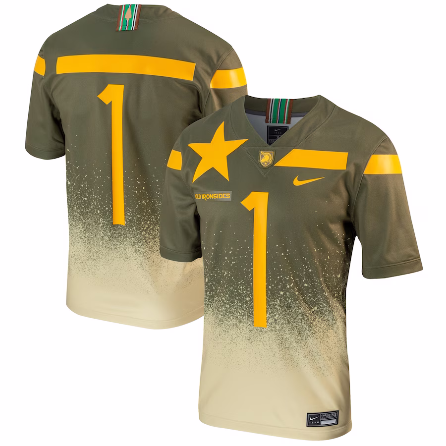 #1 Army Black Knights Nike 1st Armored Division Old Ironsides Untouchable Football Jersey - Olive - ujerseystore