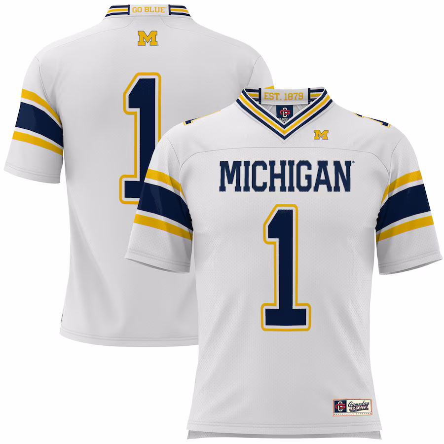 Men's GameDay Greats #1 White Michigan Wolverines Football Jersey - ujerseystore