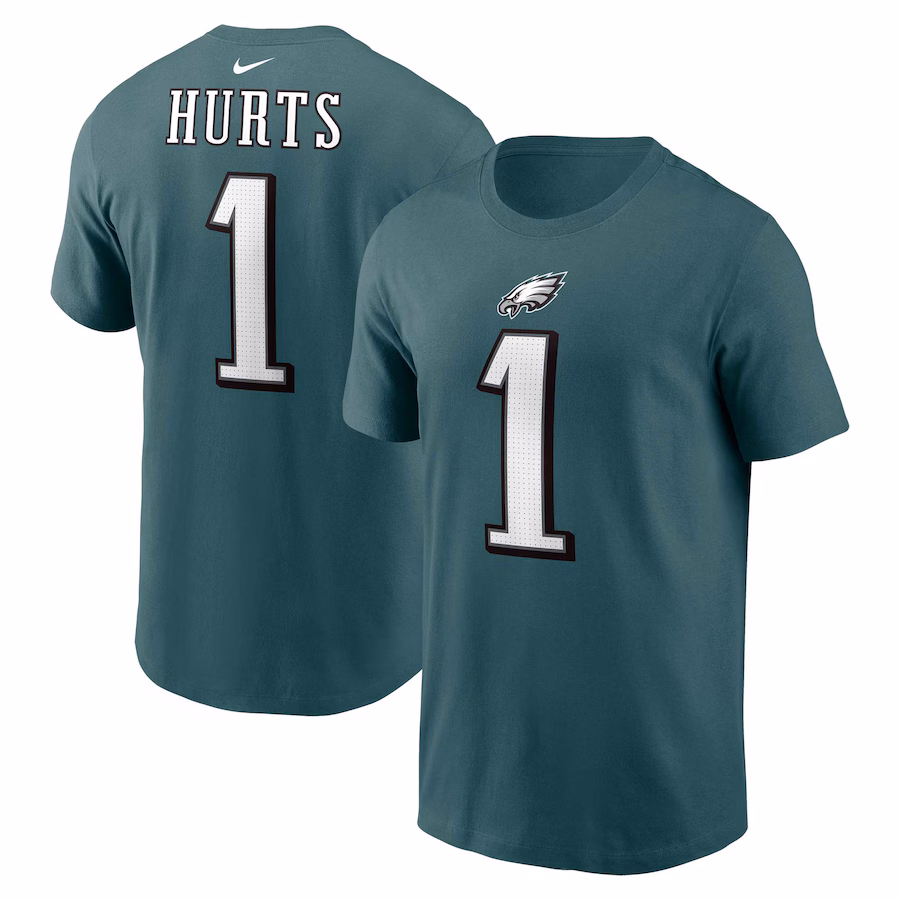 Men's Philadelphia Eagles Jalen Hurts Nike Midnight Green  Player Name & Number T-Shirt - ujerseystore