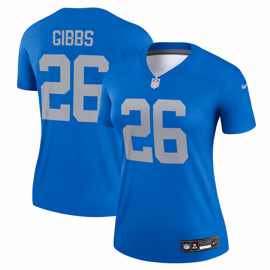 Women's Detroit Lions Jahmyr Gibbs Nike Blue Alternate Legend Player Performance Top - ujerseystore