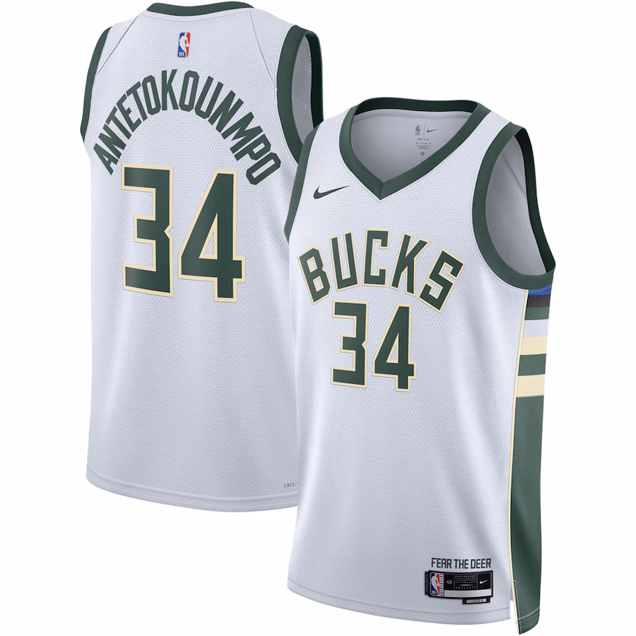 Unisex Milwaukee Bucks Giannis Antetokounmpo Nike White Swingman Jersey - Association Edition - ujerseystore
