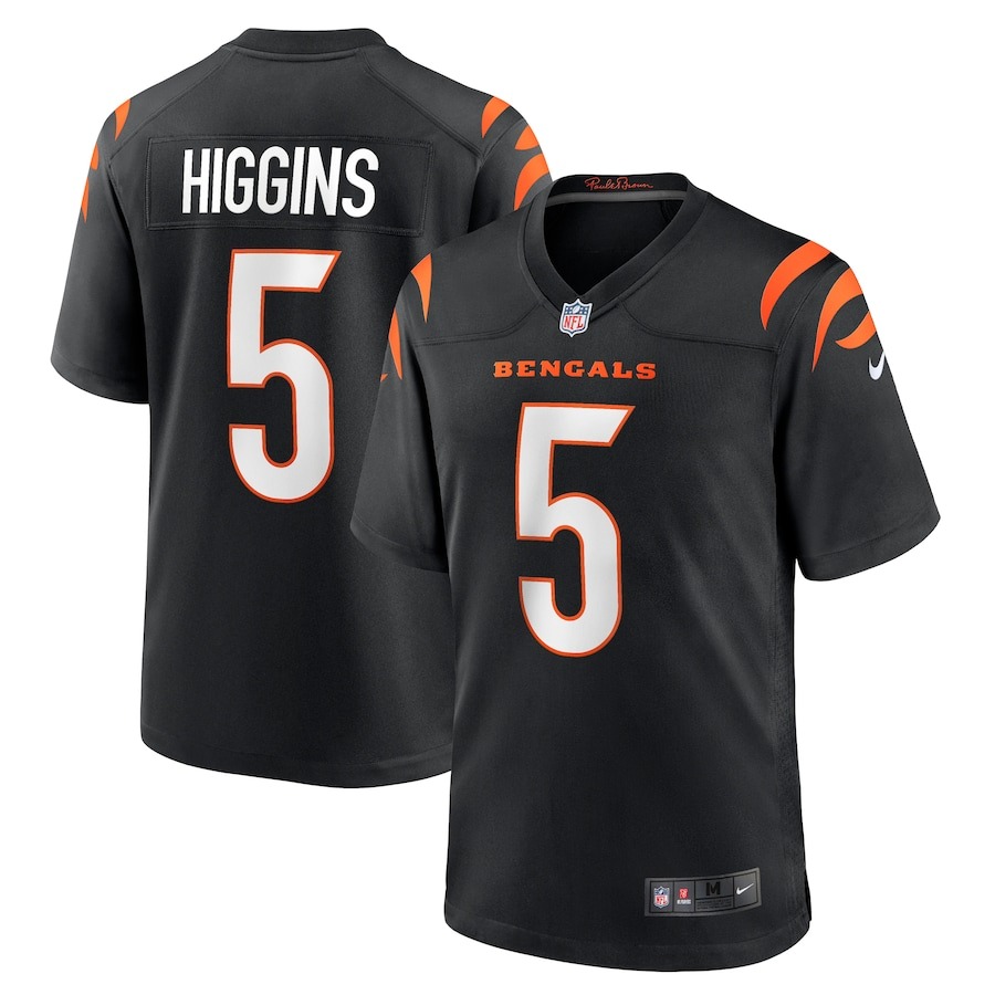 Men's Cincinnati Bengals Tee Higgins Nike Black Game Player Jersey - ujerseystore