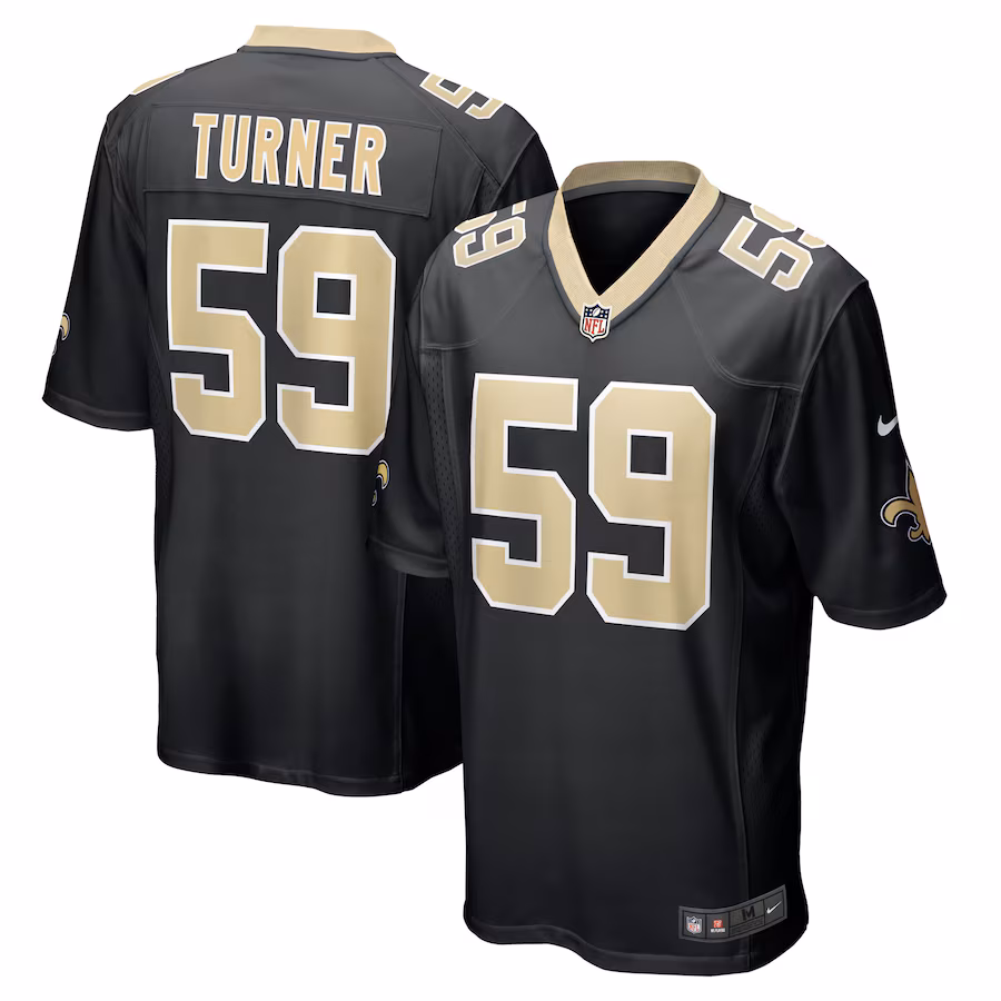 Men's New Orleans Saints Trai Turner Nike  Black Team Game Jersey - ujerseystore