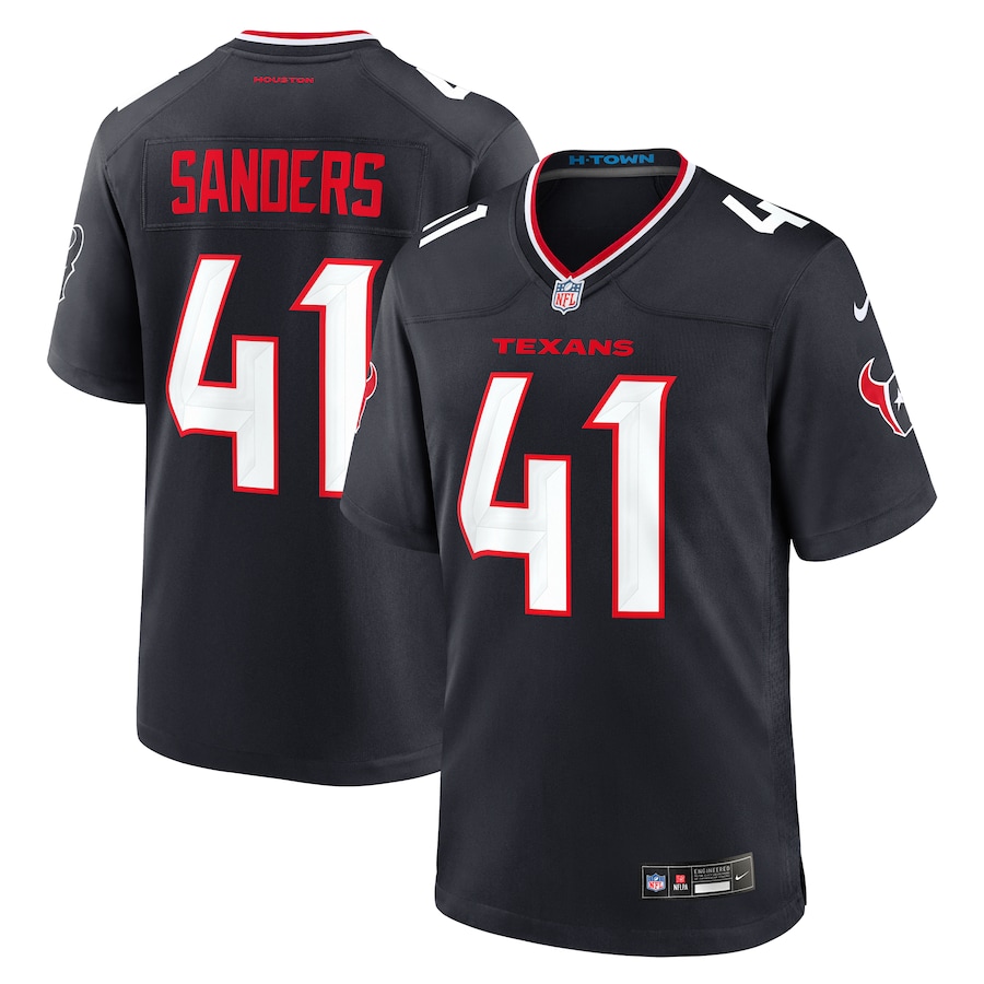 Men's Houston Texans Myjai Sanders Nike Navy Team Game Jersey - ujerseystore