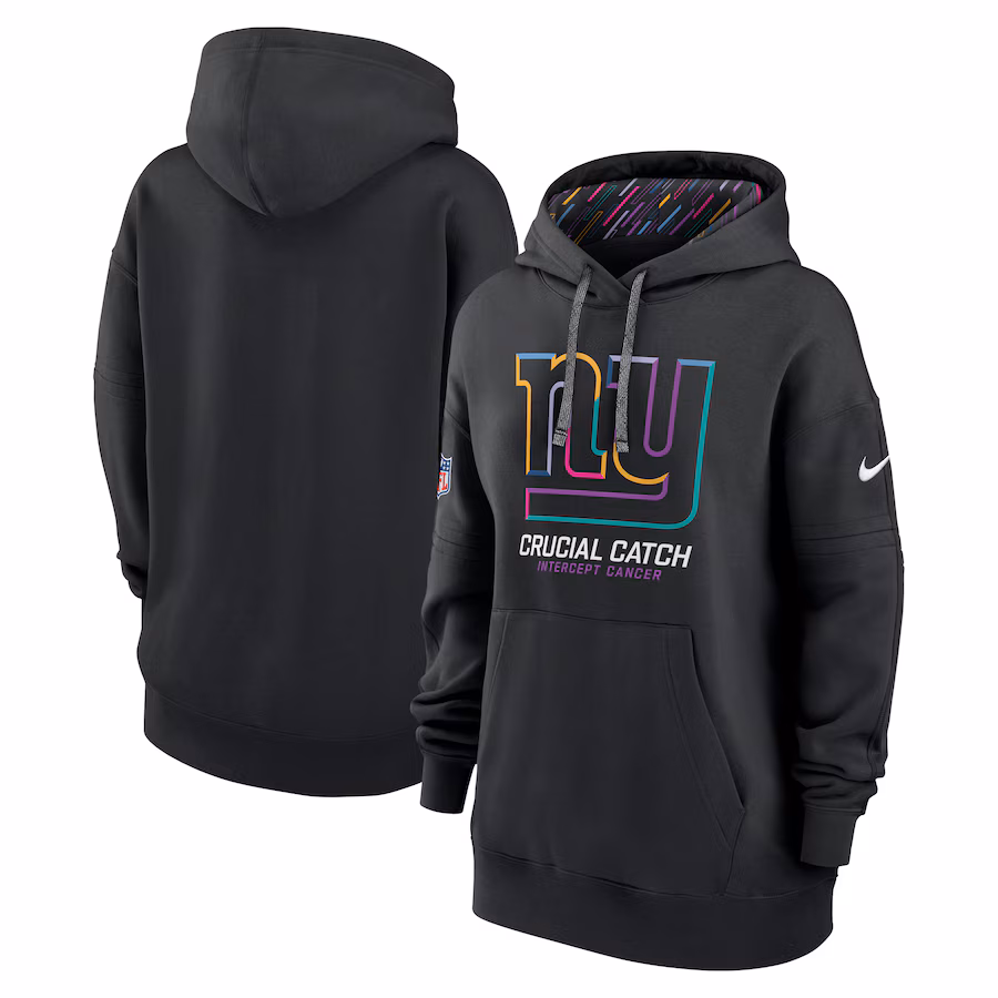Women's New York Giants  Nike Black 2024 NFL Crucial Catch Club Pullover Hoodie - ujerseystore