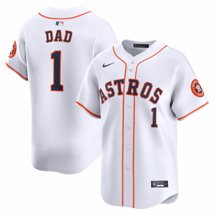 Men's Houston Astros Nike White #1 Dad Home Limited Jersey - ujerseystore