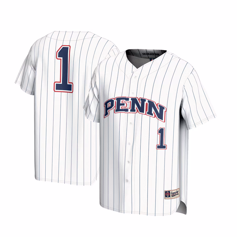 #1 Pennsylvania Quakers GameDay Greats Youth Lightweight Baseball Jersey - White - ujerseystore