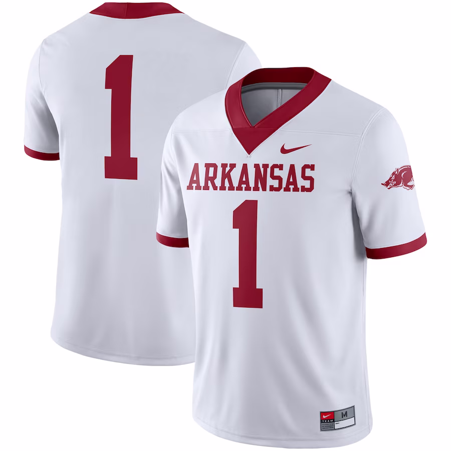 #1 Arkansas Razorbacks Nike Alternate Game Jersey - White - ujerseystore