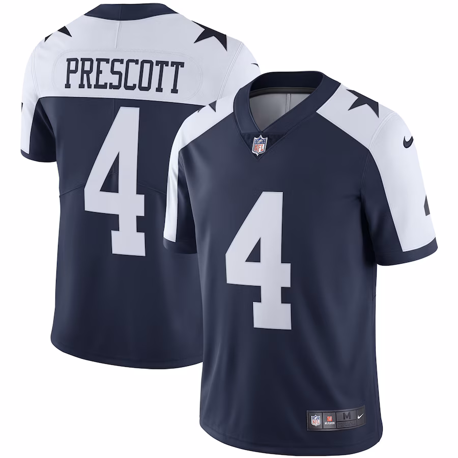 Men's Dallas Cowboys Dak Prescott Nike Navy Alternate Vapor Limited Jersey - ujerseystore