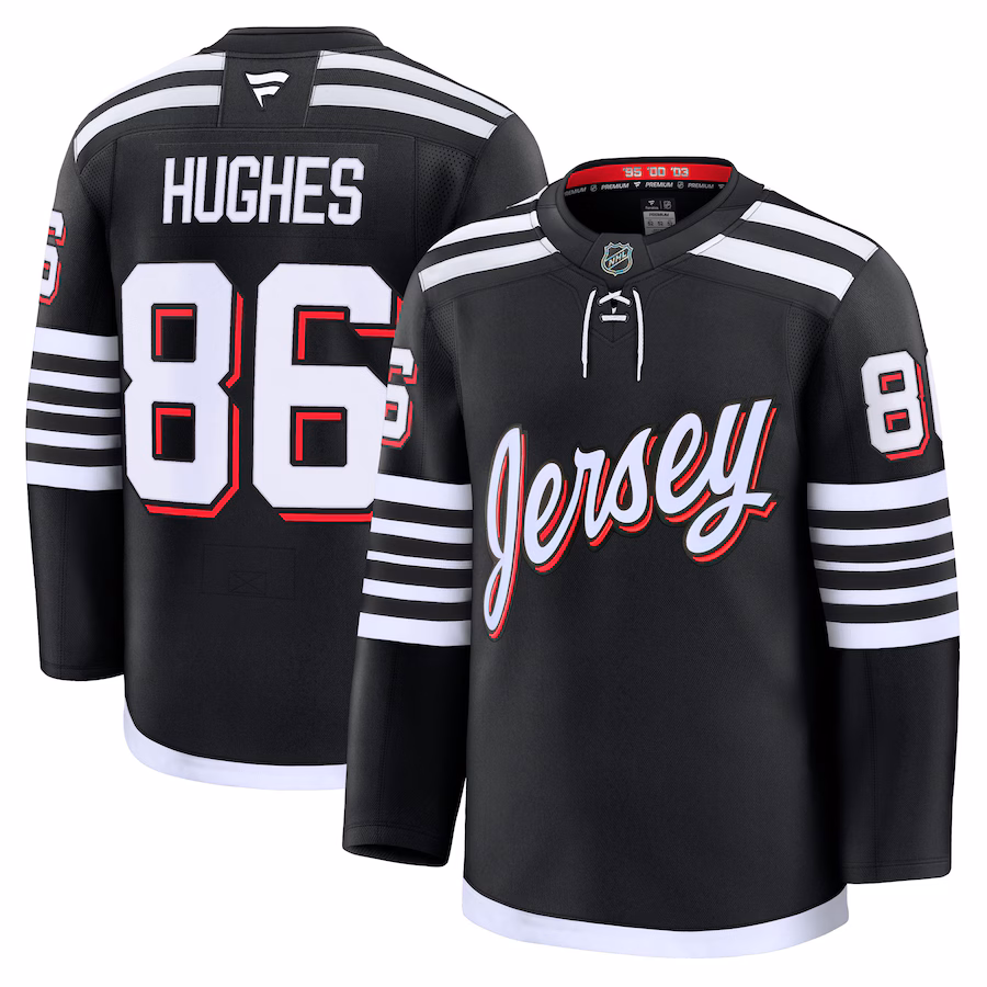 Men's New Jersey Devils Jack Hughes Fanatics Black Alternate Premium Jersey - ujerseystore
