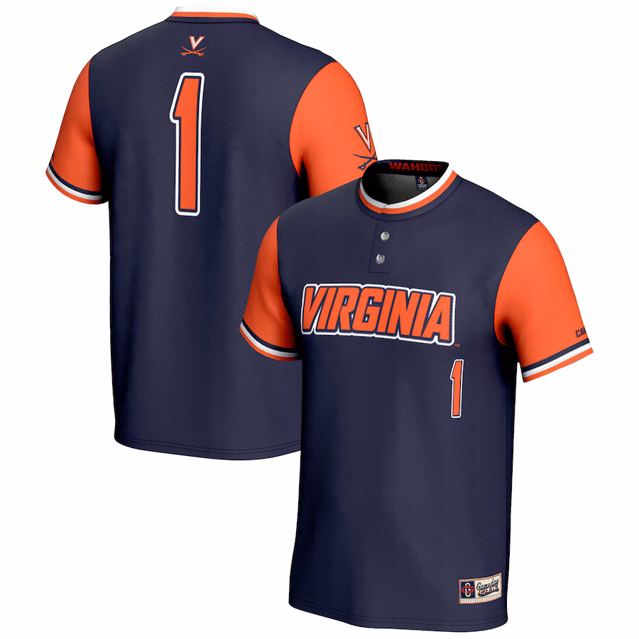 Unisex GameDay Greats #1 Navy Virginia Cavaliers Lightweight Softball Jersey - ujerseystore