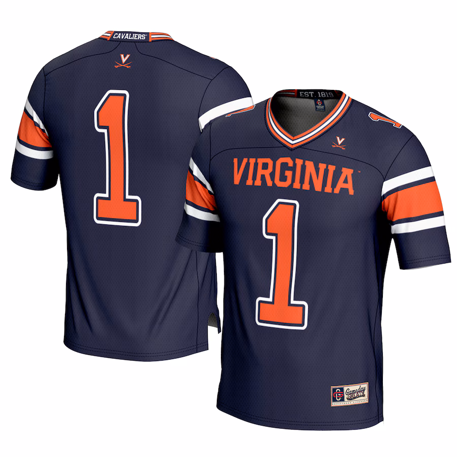 Men's GameDay Greats #1 Navy Virginia Cavaliers Football Jersey - ujerseystore