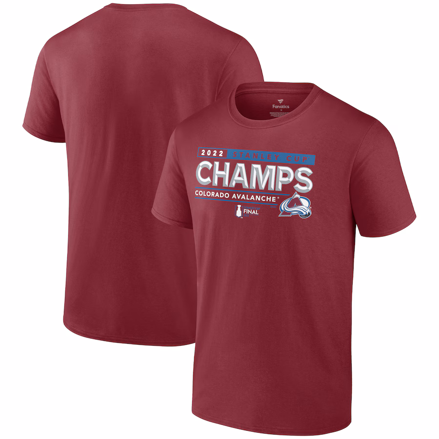 Men's Colorado Avalanche Fanatics Burgundy 2022 Stanley Cup Champions Winger T-Shirt - ujerseystore
