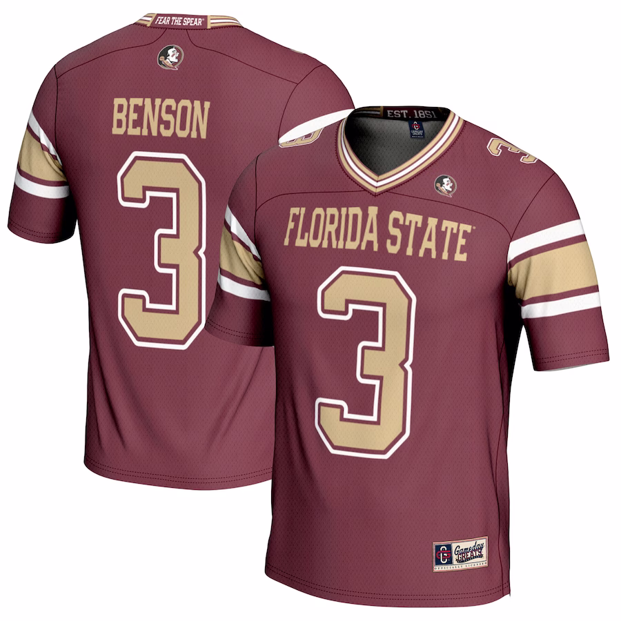 Trey Benson Florida State Seminoles GameDay Greats Youth NIL Player Football Jersey - Garnet - ujerseystore