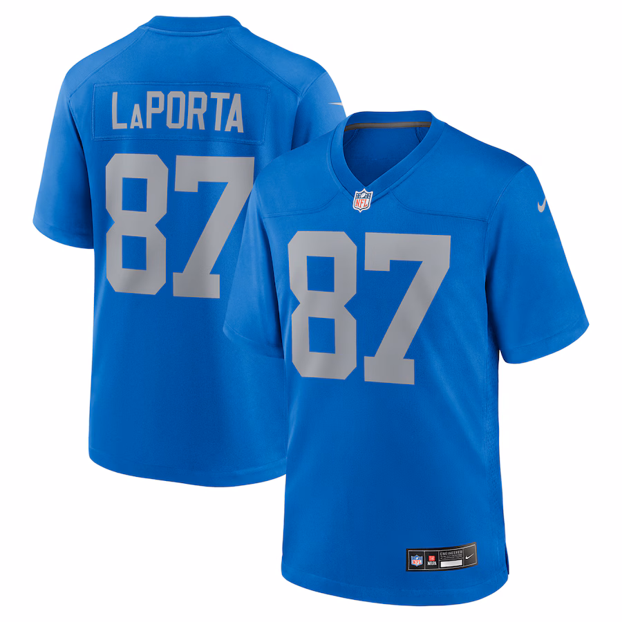 Men's Detroit Lions Sam LaPorta Nike Blue Alternate Game Jersey - ujerseystore
