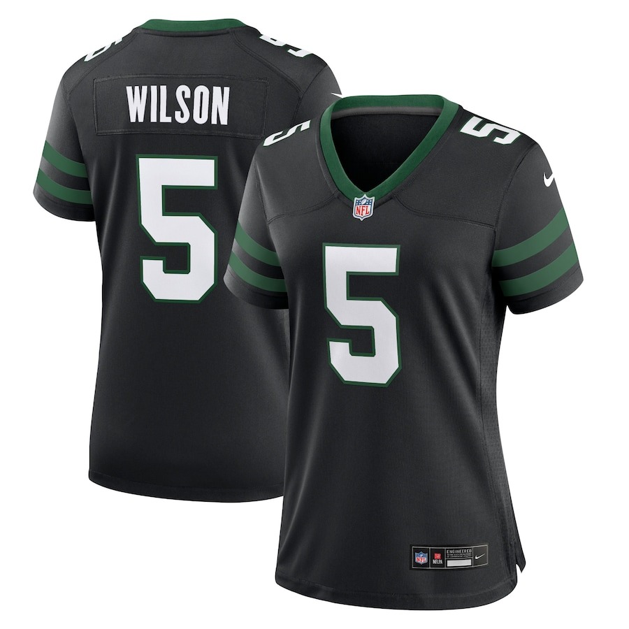 Women's New York Jets Garrett Wilson Nike Legacy Black Alternate Game Jersey - ujerseystore