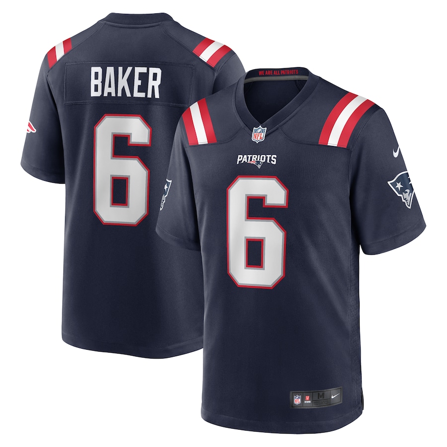 Men's New England Patriots Javon Baker Nike  Navy Team Game Jersey - ujerseystore