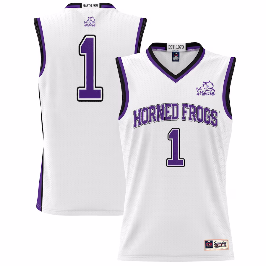 #1 TCU Horned Frogs GameDay Greats Unisex Lightweight Basketball Jersey - White - ujerseystore