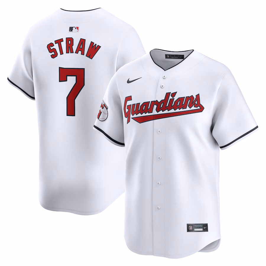 Men's Cleveland Guardians Myles Straw Nike White Home Limited Player Jersey - ujerseystore