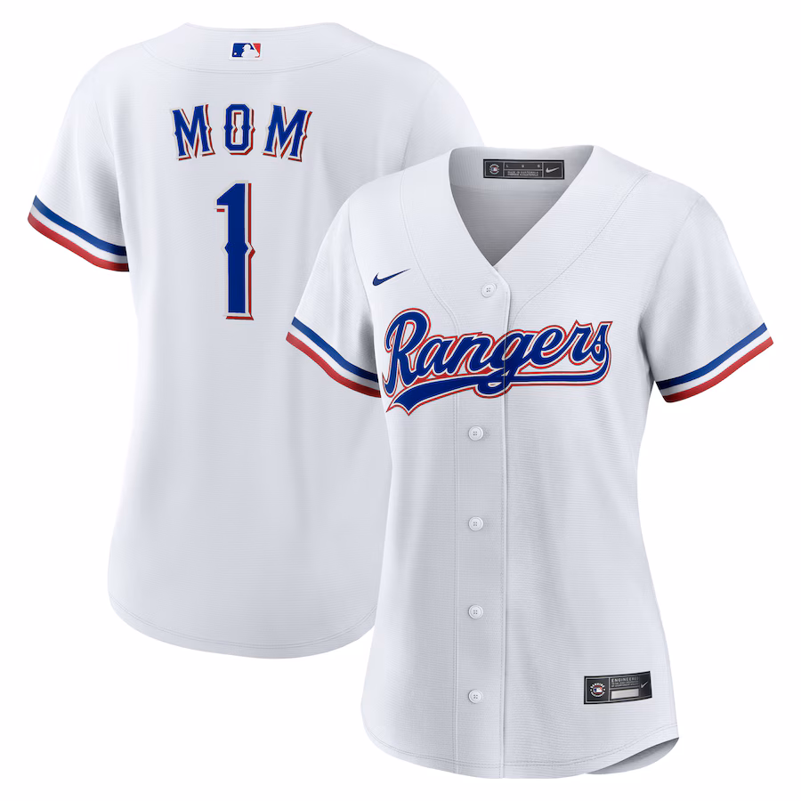 Women's Texas Rangers Nike White #1 Mom Home Replica Jersey - ujerseystore