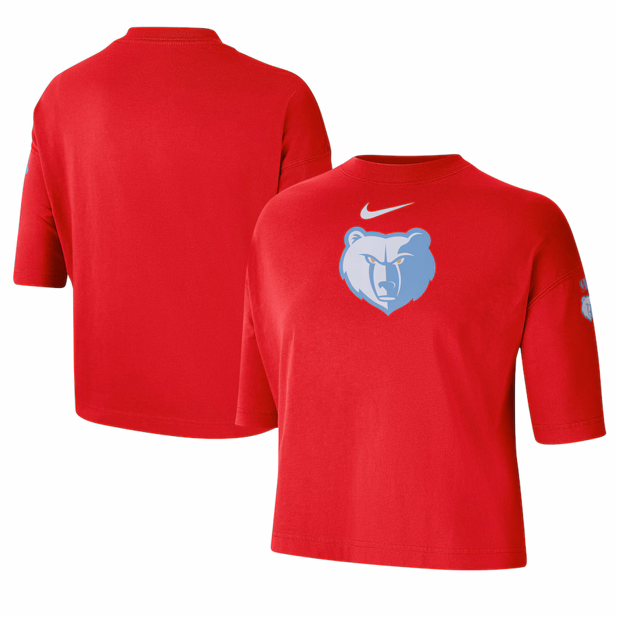 Women's Memphis Grizzlies Nike Red 2024/25 City Edition Courtside Boxy T-Shirt - ujerseystore