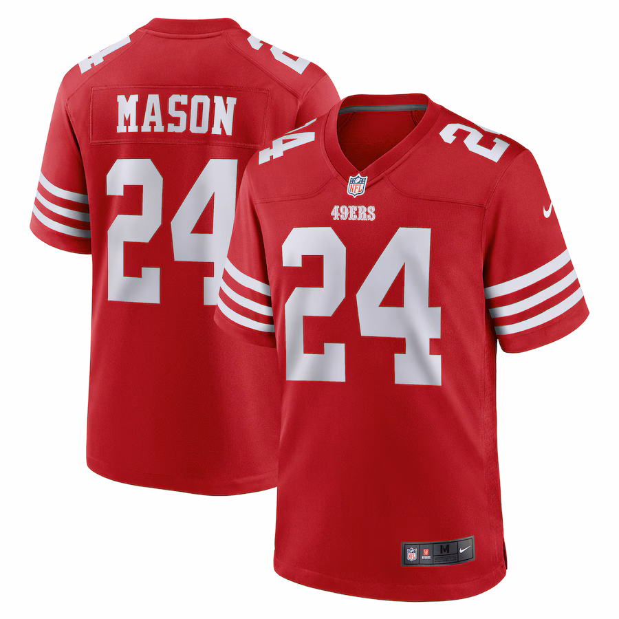 Men's San Francisco 49ers Jordan Mason Nike Scarlet Game Player Jersey - ujerseystore