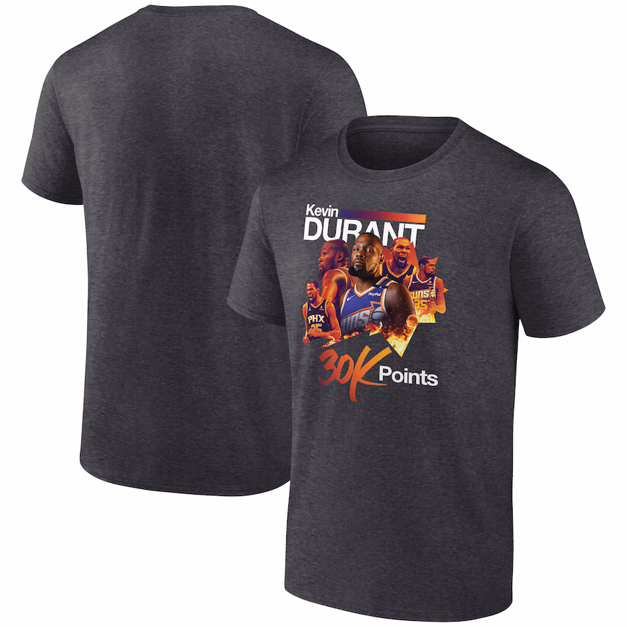 Men's Phoenix Suns Kevin Durant Charcoal 30K Career Points T-Shirt - ujerseystore