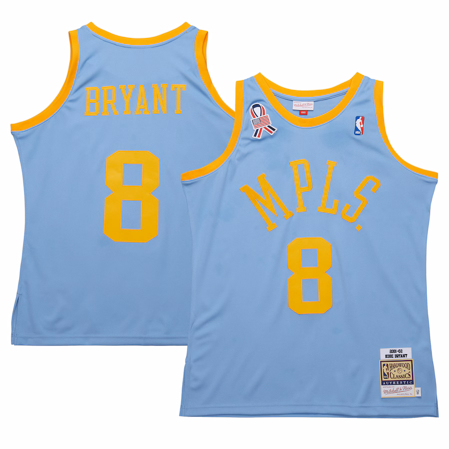 Men's Los Angeles Lakers Kobe Bryant Mitchell & Ness Powder Blue 2001/02 Hardwood Classics Authentic Player Jersey - ujerseystore