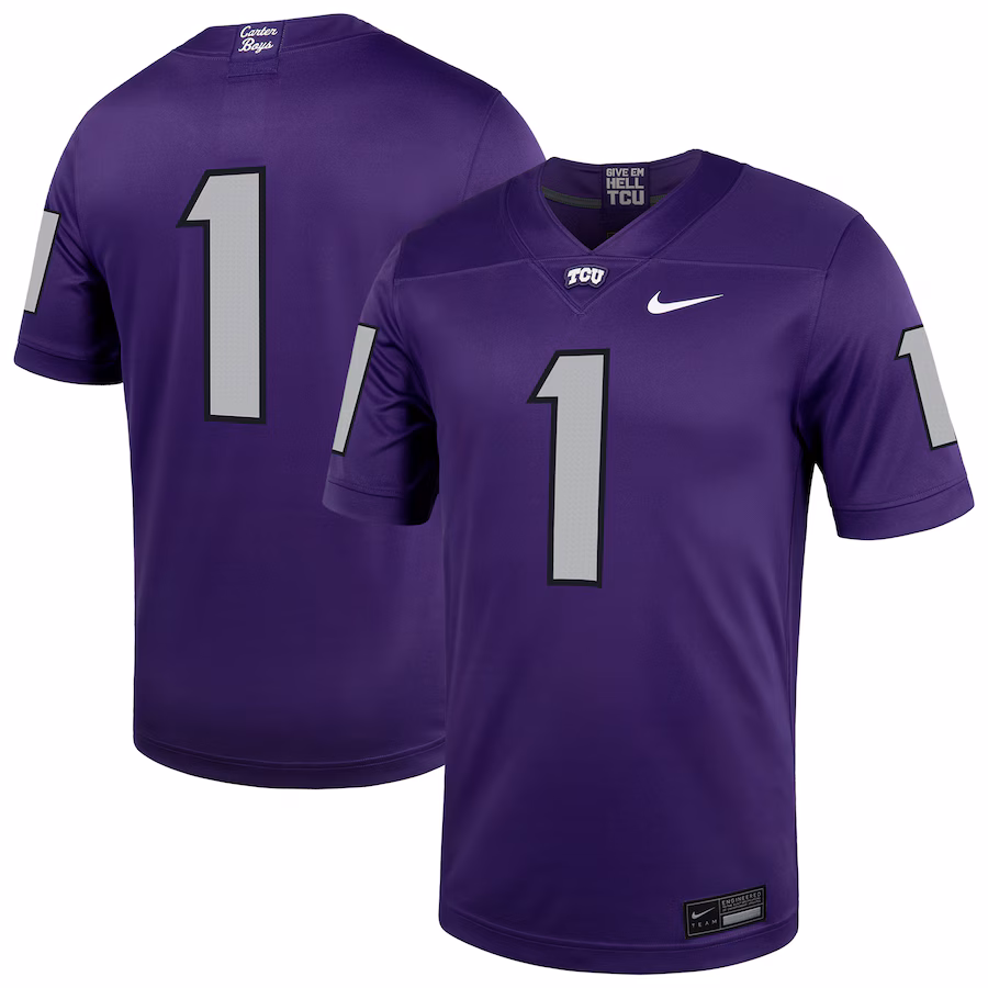 Men's Nike #1 Purple TCU Horned Frogs Untouchable Football Jersey - ujerseystore