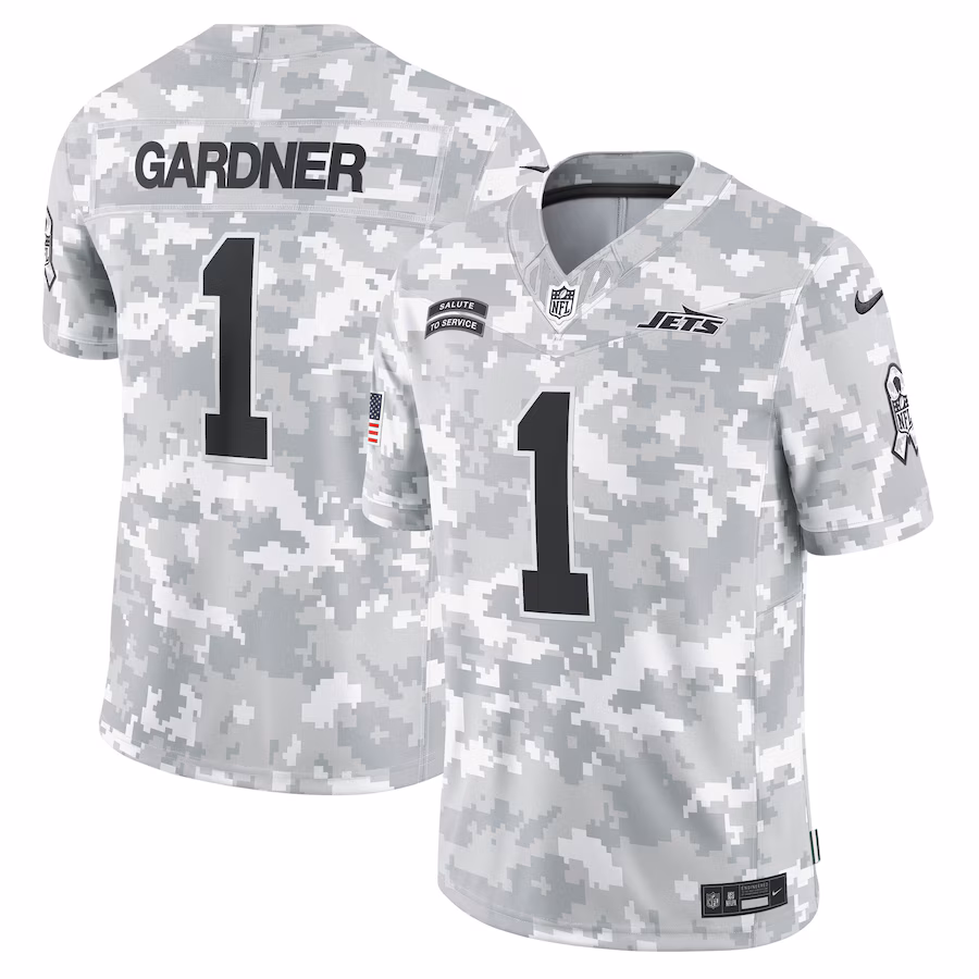 Men's New York Jets Sauce Gardner Nike Arctic Camo 2024 Salute to Service Limited Jersey - ujerseystore